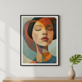 Shattered Serenity: Geometric Abstract Portrait ポスター