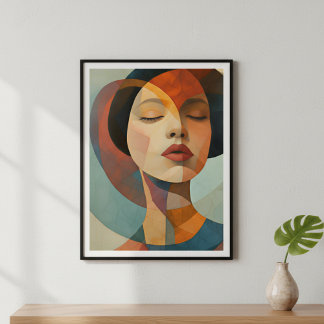 Shattered Serenity: Geometric Abstract Portrait ポスター