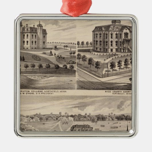 Shattuckの学校、Faribault Willisホール、ミネソタ メタルオーナメント (正面)