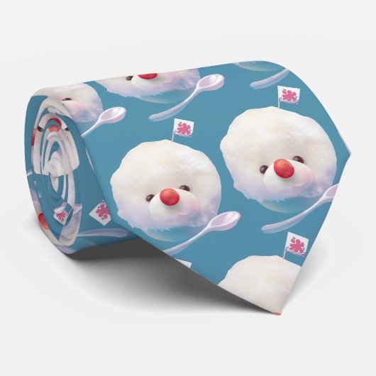 Shaved Ice Pup – Summer Bichon Pattern ネクタイ (ロール)