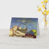 Shavuotの恵み- Shavuotカードスクロールおよび食糧 カード (黄色い花)