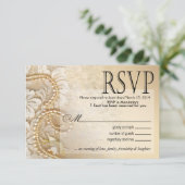 Shaylaの真珠およびレースRSVP- 2% pipe%の卵の殼 出欠カード (スタンド正面)