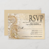 Shaylaの真珠およびレースRSVP- 2% pipe%の卵の殼 出欠カード (正面/裏面)
