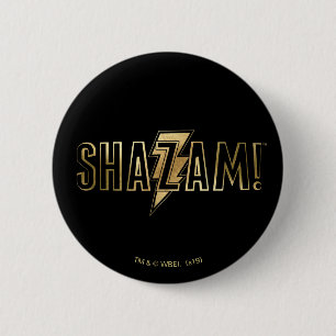 SHAZAM! の金ゴールドのロゴ 缶バッジ