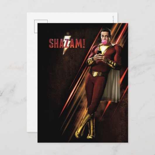 SHAZAM! フーセンガムを吹いている| Shazam ポストカード (正面/裏面)