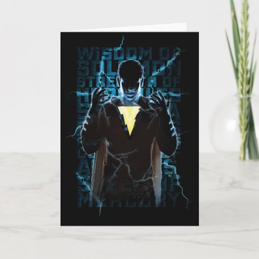 SHAZAM! | Shazam及び能力稲妻のタイポグラフィ カード (正面)