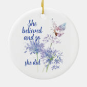 "She believed and so Motivational Quote Butterfly セラミックオーナメント (裏面)