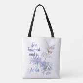 She believed and so Motivational Quote Butterfly トートバッグ (裏面)
