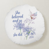 She believed and so Motivational Quote Butterfly ラウンドクッション (裏面)