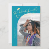 She Believed Aqua Blue Graduate Curved Photo 案内状 (正面)