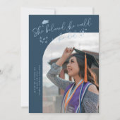 She Believed Navy Blue Graduate Curved Photo 案内状 (正面)