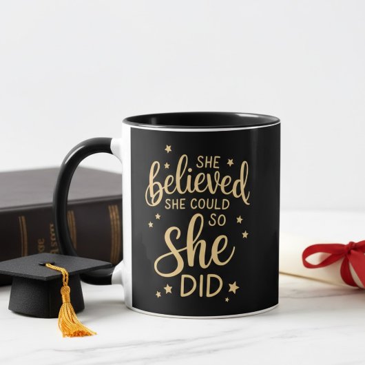 She Believed She Could So She Did Gold Quote マグカップ