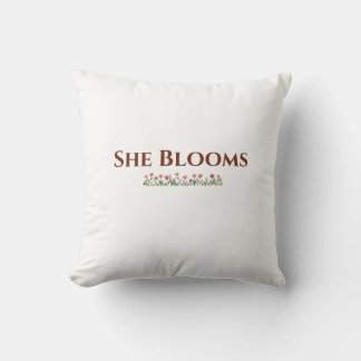 She Blooms Decorative Floral Throw Pillow クッション