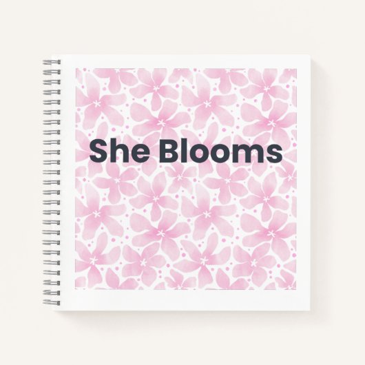 She Blooms Inspirational Floral Notebook ノートブック (正面)