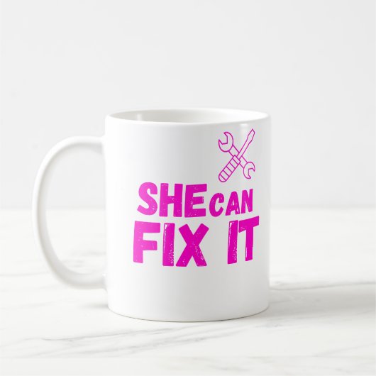 She Can Fix It DIY Mug Design コーヒーマグカップ (左)