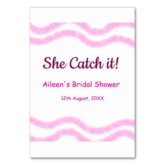 She Catch it pink spiral watercolor lines bridal  テーブルナンバー (正面)