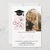 She Did It Arched Photo Graduation Invite 招待状 (正面)