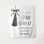 She Did It Black Bow Graduation Party タペストリー (正面)