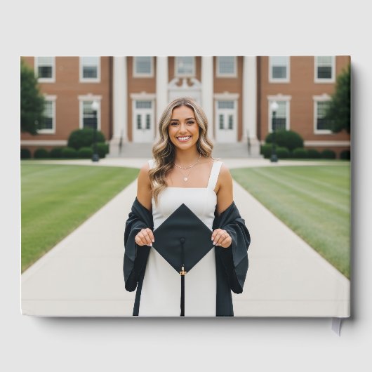 She Did It Black Bow Personalized Graduation Party ゲストブック (裏面)