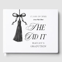 She Did It Black Bow Personalized Graduation Party ゲストブック