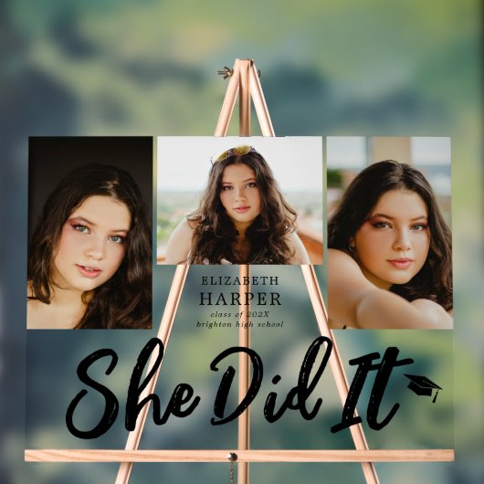 She Did It Brush Script 3枚写真卒業  アクリルサイン (ニュートラル)