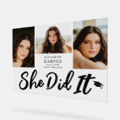 She Did It Brush Script 3枚写真卒業  アクリルサイン (傾斜)