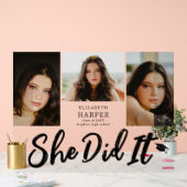 She Did It Brush Script 3枚写真卒業  アクリルサイン (ウェディング)