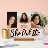She Did It Brush Script 3 写真 卒業式 アクリルサイン (ウェディング)