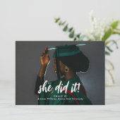 She Did It Classic Script Photo Graduation 案内状 (スタンド正面)