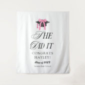 She Did It Coquette Girly Graduation Party タペストリー (正面)