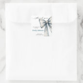 She did it Graduation invitation Photo Blue Bow スクエアシール (バッグ)