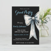 She did it Graduation invitation Photo Blue Bow  招待状 (スタンド正面)