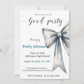 She did it Graduation invitation Photo Blue Bow  招待状 (正面)