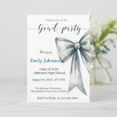 She did it Graduation invitation Photo Blue Bow  招待状 (スタンド正面)