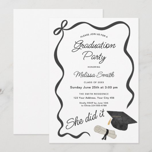 She Did It Graduation Party 招待状 (正面/裏面)