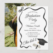 She Did It Graduation Party Photo 招待状 (正面/裏面)