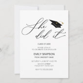 She did it modern Graduation invitation 招待状 (正面)