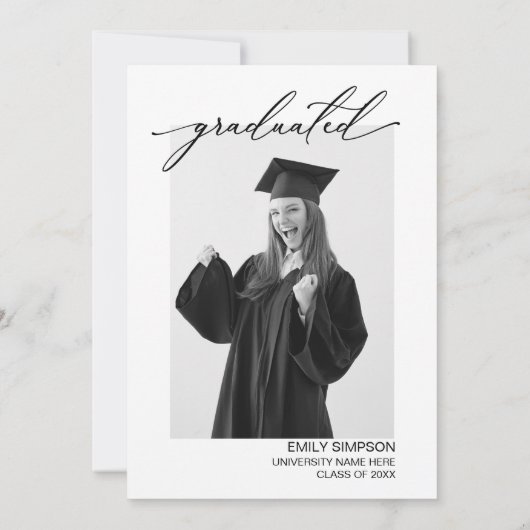 She did it modern Graduation invitation 招待状 (裏面)