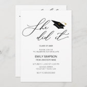 She did it modern Graduation invitation 招待状 (正面/裏面)