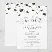 SHE DID IT! Modern Graduation Party 招待状 (正面/裏面)