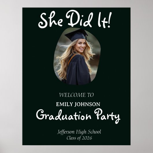 She Did It! Modern Photo Graduation Party  ポスター (正面)