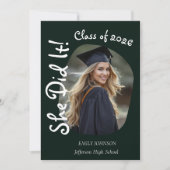 She Did It! Modern Photo Graduation Party  招待状 (正面)