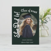 She Did It! Modern Photo Graduation Party  招待状 (スタンド正面)