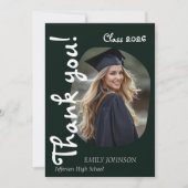 She Did It! Modern Photo Graduation Thank You Card 招待状 (正面)
