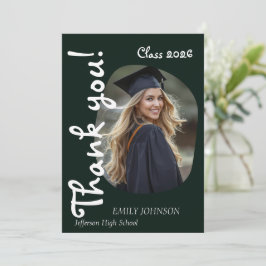 She Did It! Modern Photo Graduation Thank You Card 招待状