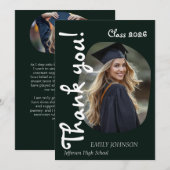 She Did It! Modern Photo Graduation Thank You Card 招待状 (正面/裏面)