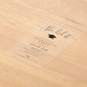 SHE DID IT! Modern Script Graduation Party アクリル招待状 (レイダウン)