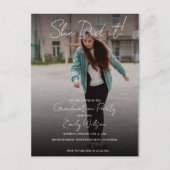 She Did It Multi Photo Graduation Party Invitation ポストカード (正面)