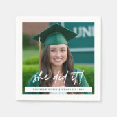 She Did It Photo Graduation Napkin スタンダードカクテルナプキン (正面)