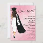She Did It Pink Graduation Invitation 招待状 (正面)